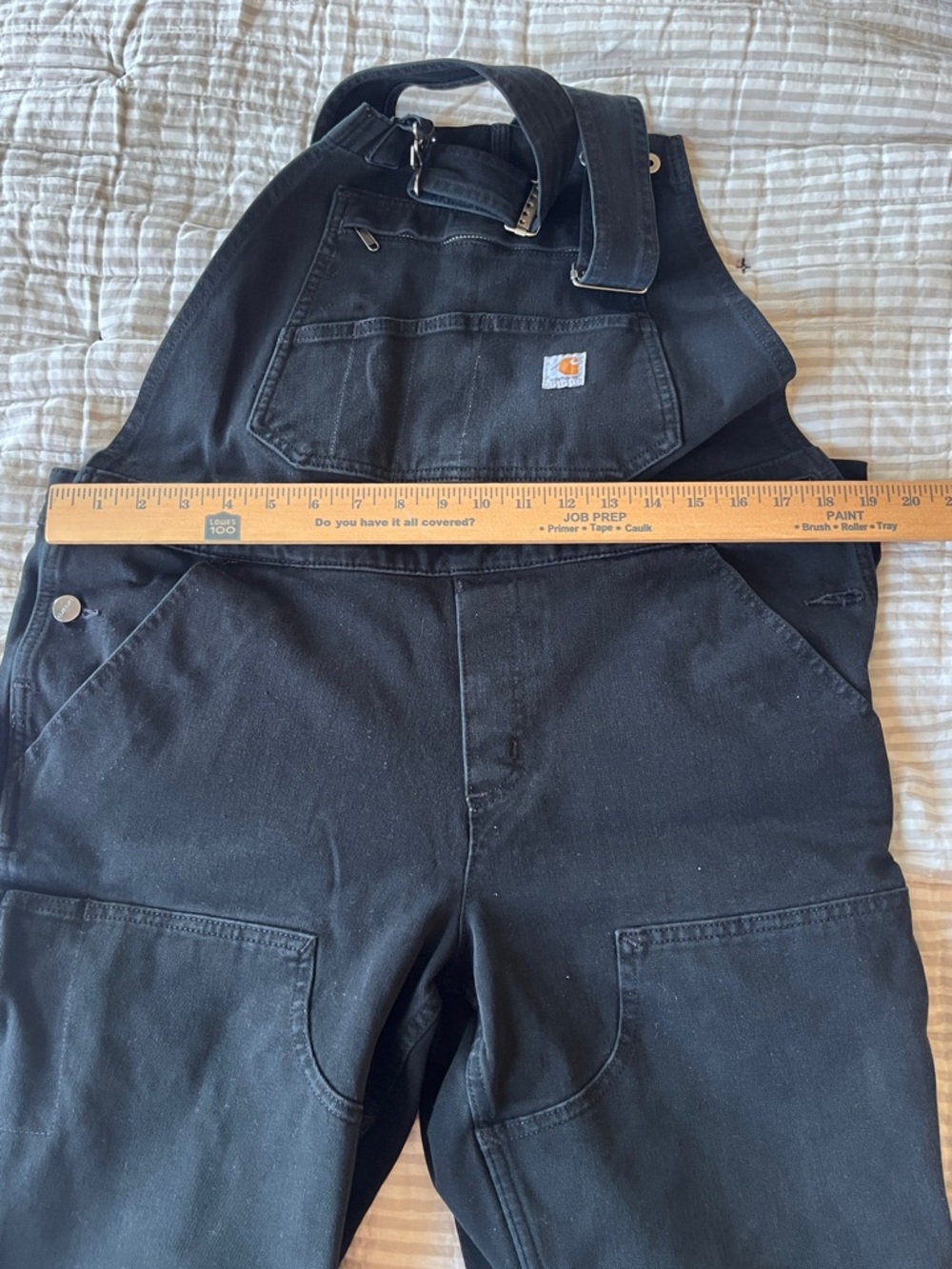 Carhartt Women's Black Bib Overalls Size L 12/14 Regular 96% Cotton Stretch - Picture 8 of 9